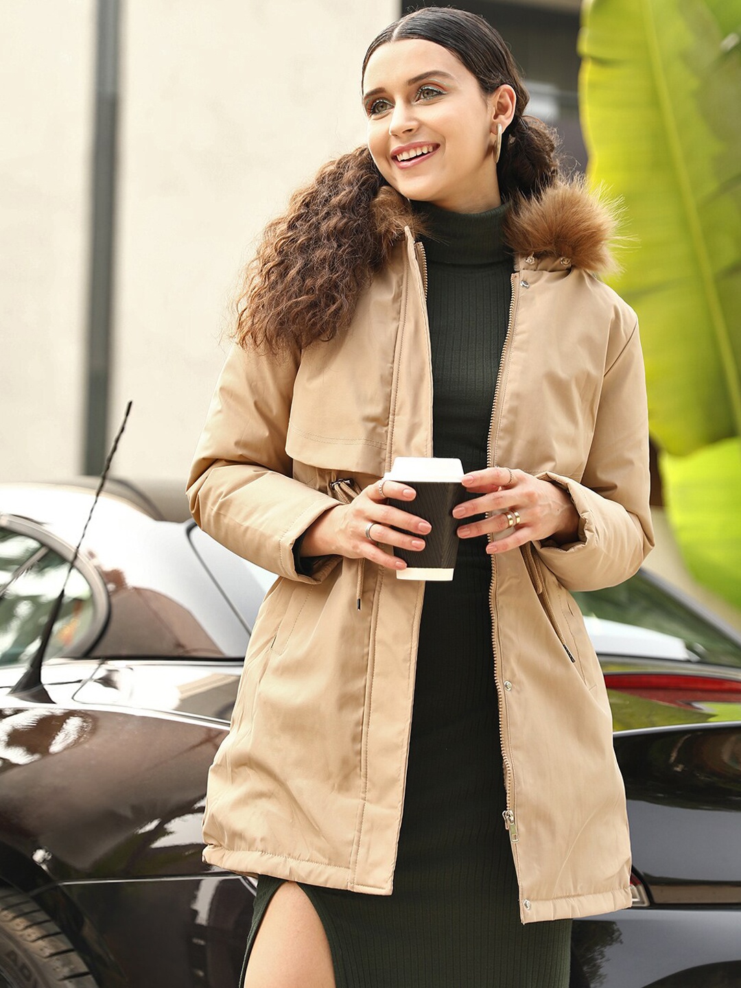 

STREET 9 Women Beige Longline Parka Jacket