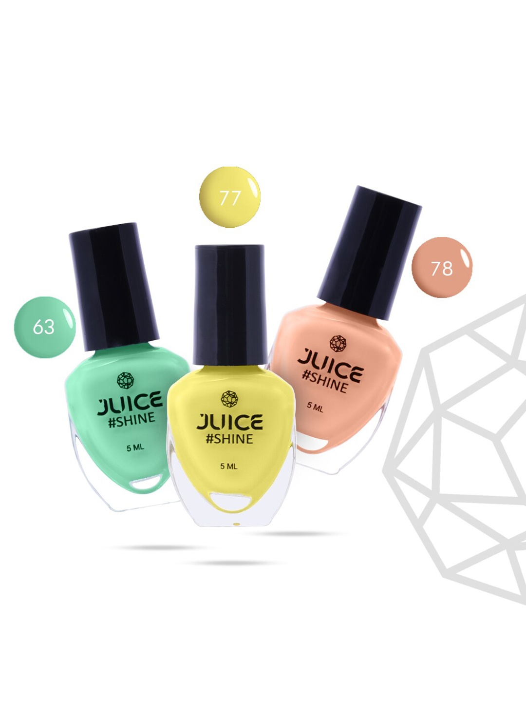 

JUICE Set Of 3 SHINE Nail Polish 15 ml - Punchy Pastels, Multi