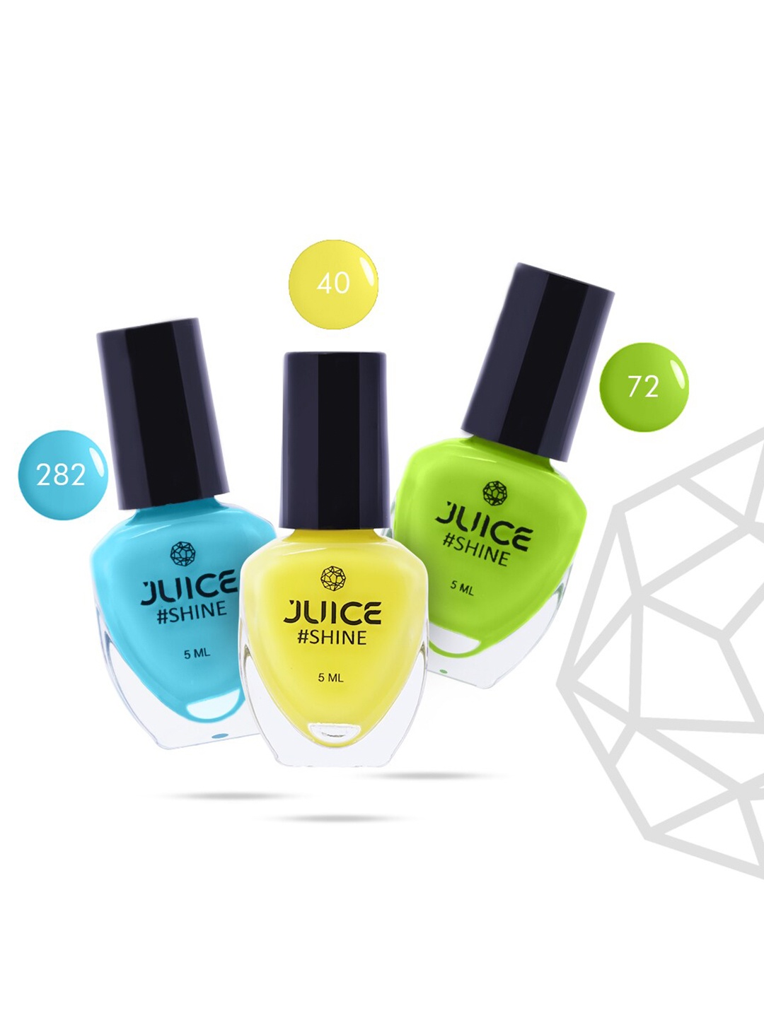 

JUICE Set Of 3 Shine Pops Nail Polish 5 ml Each - SHINE02 282 - 40 - 72, Multi