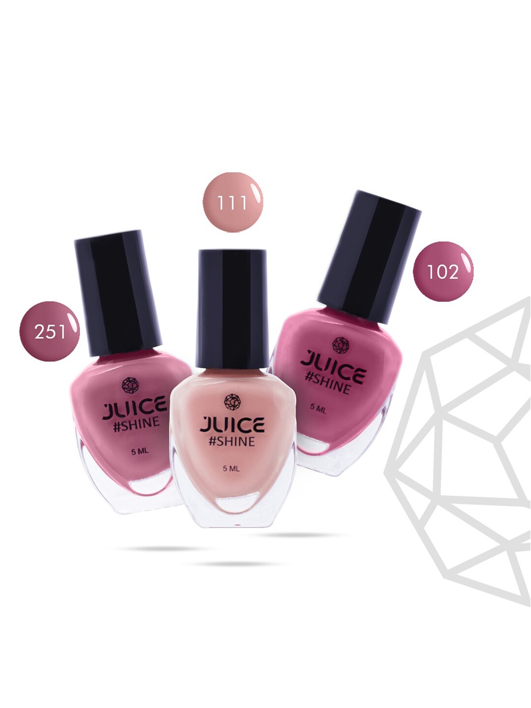 

JUICE Set Of 3 SHINE Nail Polish 15 ml - Royal Nudes, Nude