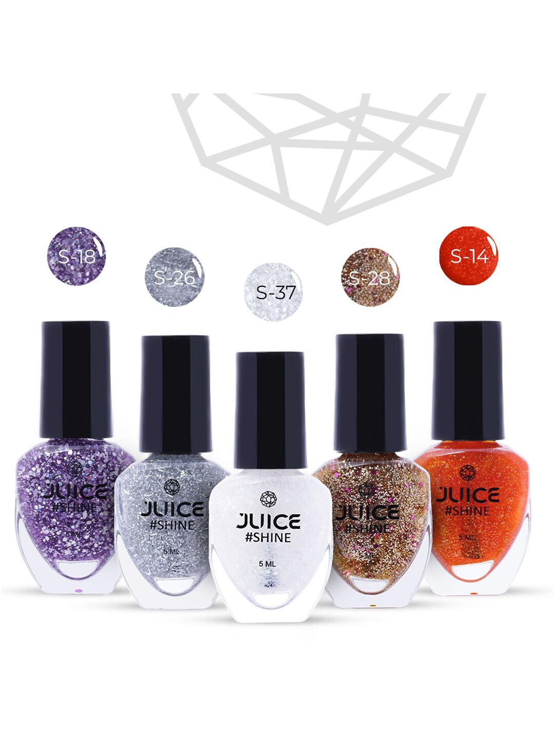 JUICE Set Of 5 SHINE Nail Polish 25 ml - Party Poppers, Multi