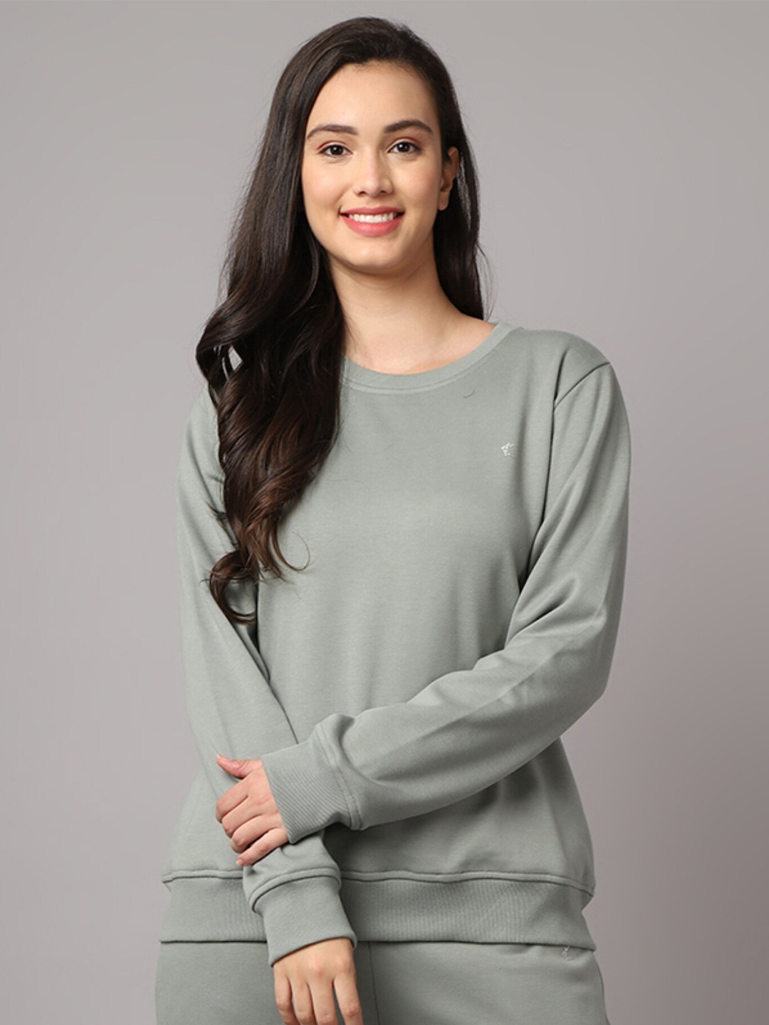 

Kanvin Women Olive Green Cotton Sweatshirt