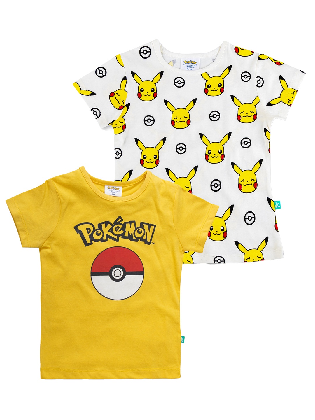 

JusCubs Girls Pack of 2 Pokemon Printed Cotton T-shirt, Yellow