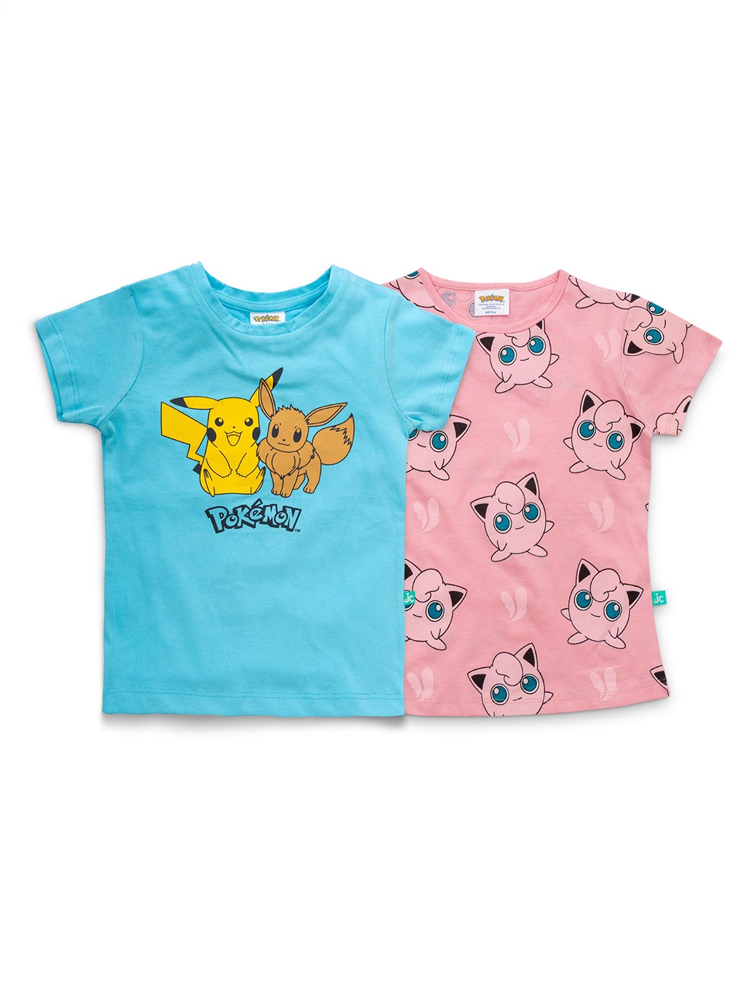 

JusCubs Girls Pack of 2 Pokemon Printed Cotton T-shirt, Blue