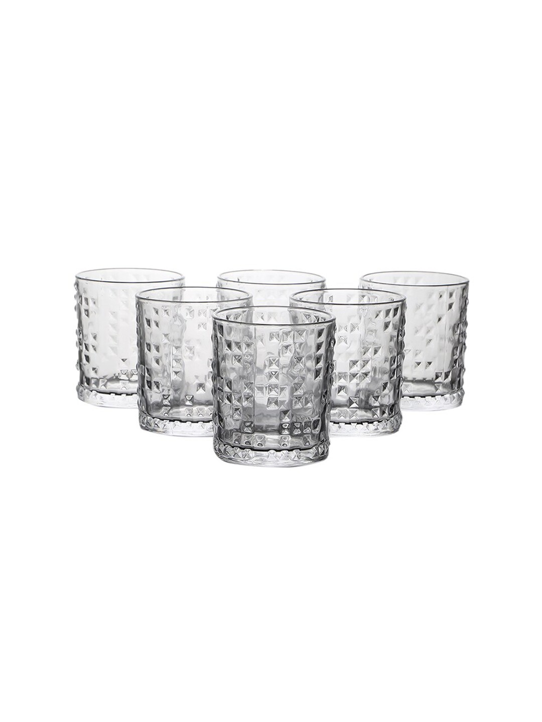 

ceradeco Transparent 6 Pieces Textured Juice Glass Set 220 Ml