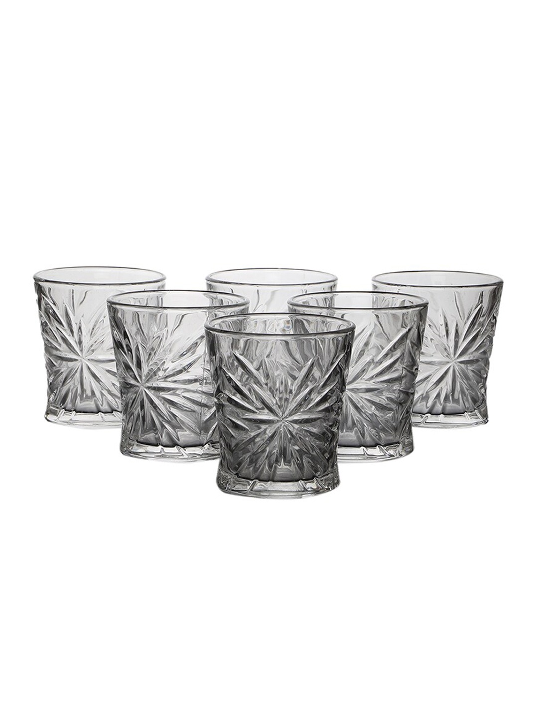 

ceradeco Transparent 6 Pieces Textured Juice Glass Set 220 Ml