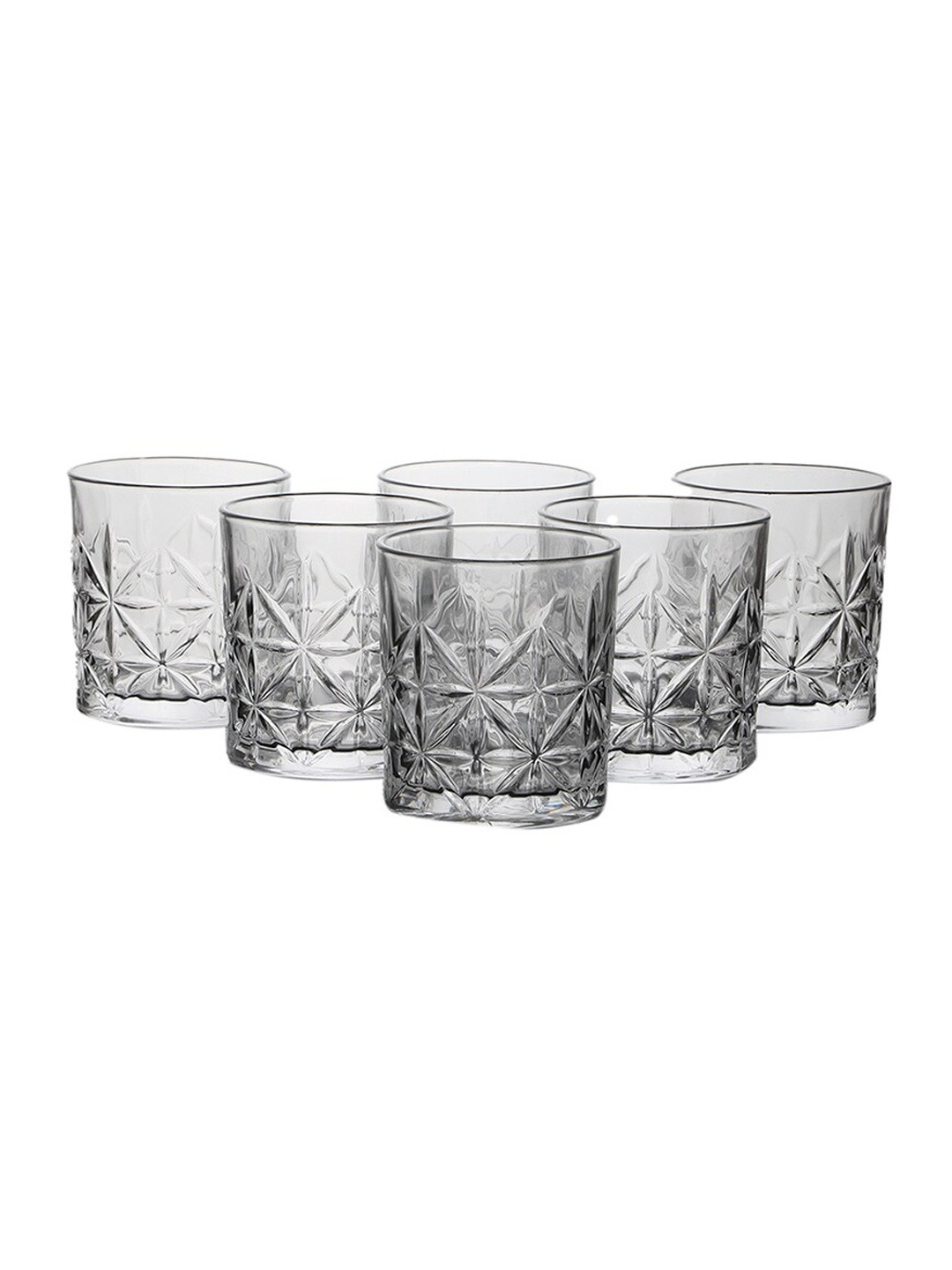 

ceradeco Transparent 6 Pieces Textured Juice Glass Set 220 Ml