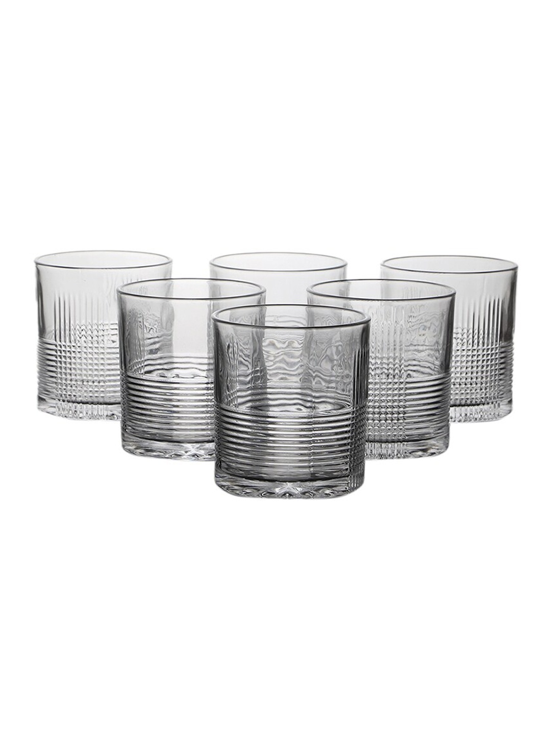 

ceradeco Transparent 6 Pieces Liner Textured Wine Glass Set 220 Ml