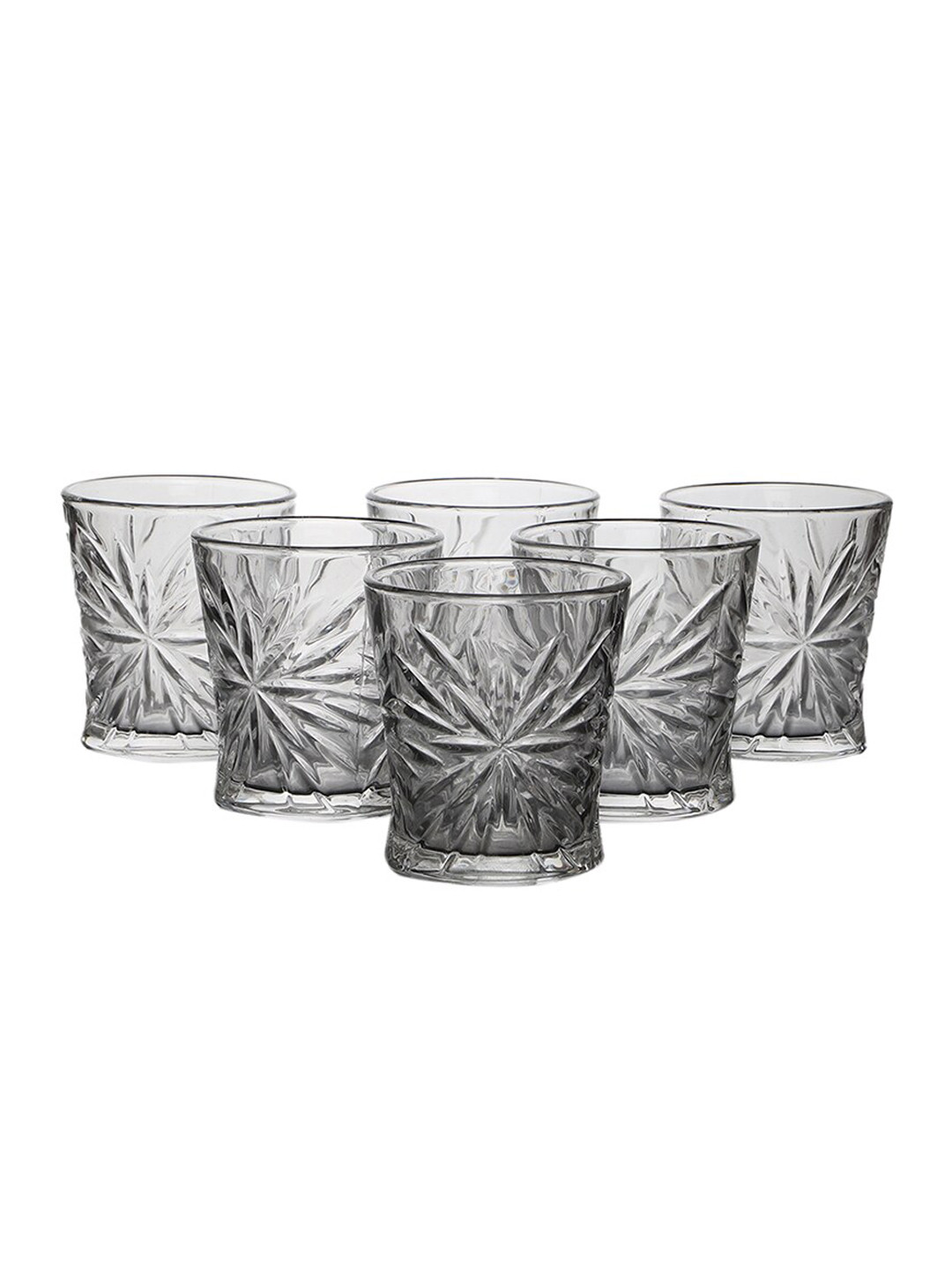 

ceradeco Transparent 6 Pieces Flower Shaped Textured Wine Glass Set 250 Ml