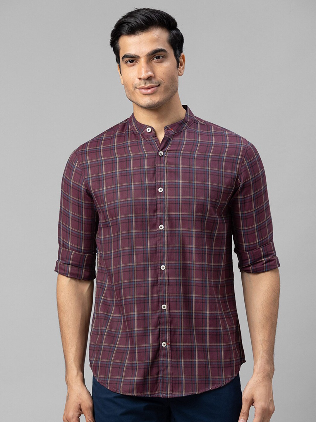 

Globus Men Comfort Tartan Checked Pure Cotton Casual Shirt, Purple