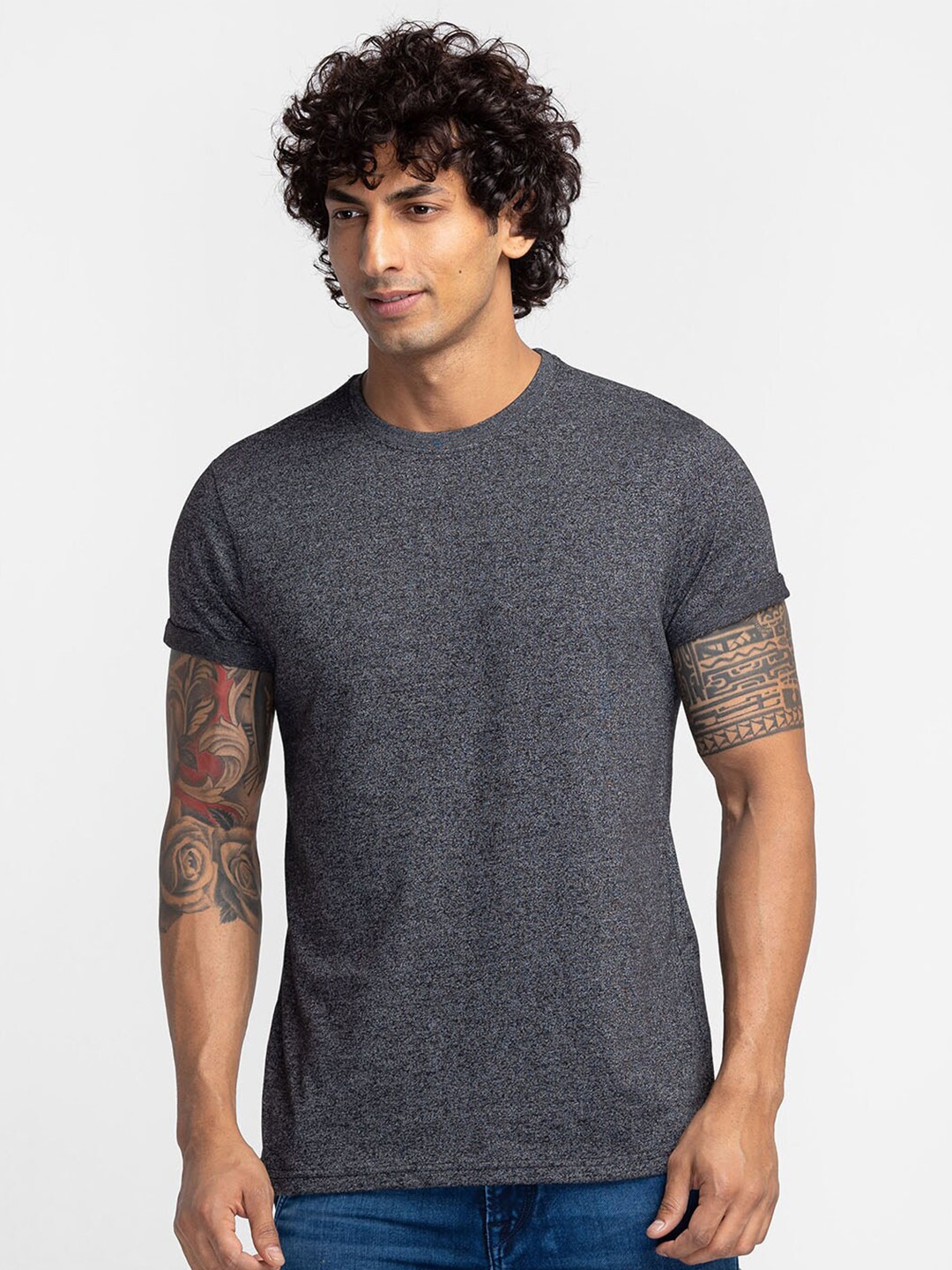 

Globus Men Cotton Black T-shirt