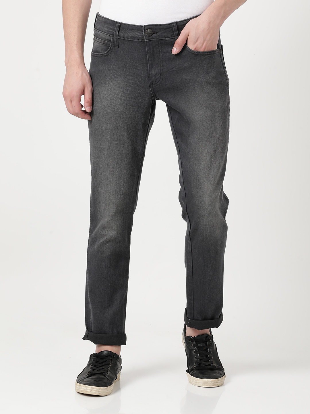 

Wrangler Men Slim Fit Low-Rise Light Fade Stretchable Jeans, Grey