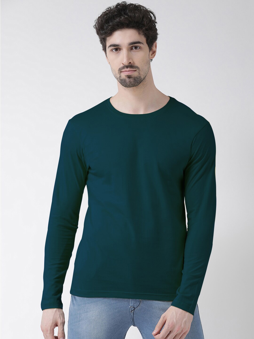 

Friskers Men Teal Pure Cotton T-shirt