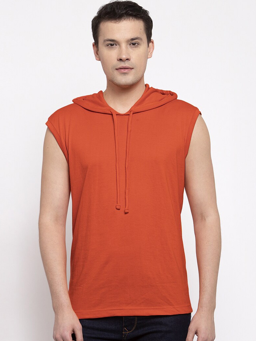 

Friskers Men Rust Pure Cotton T-shirt