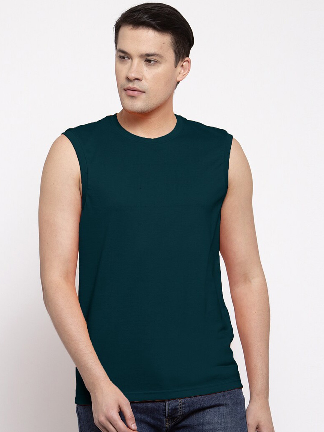 

Friskers Men Teal Pure Cotton T-shirt