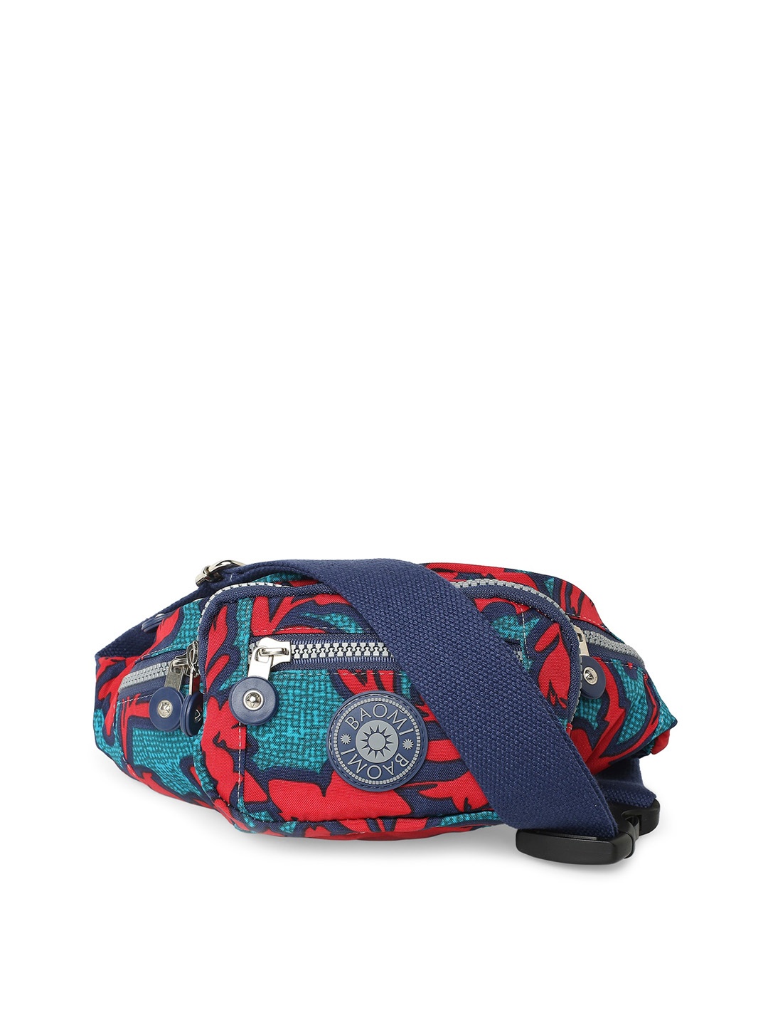 

BAOMI Red & Teal Printed Nylon Waist Pouch