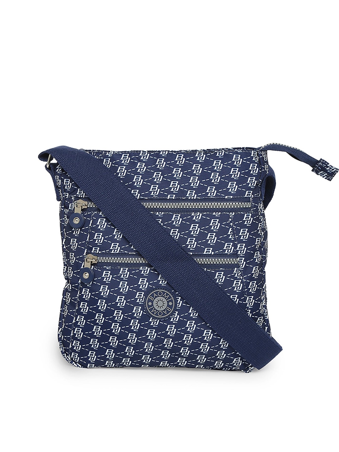 

BAOMI Blue & White Printed Nylon Messenger Bag