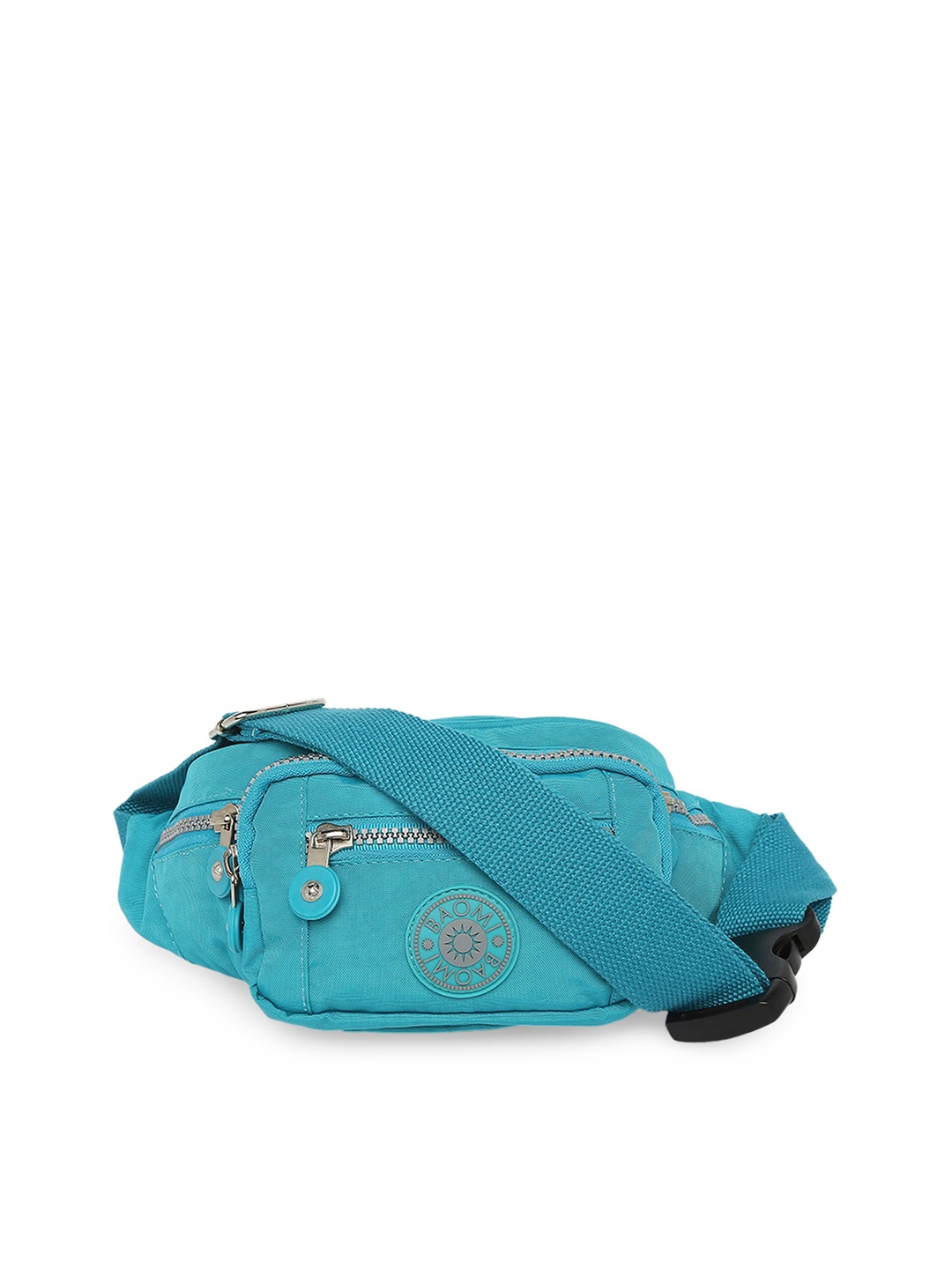 

BAOMI Turquoise Blue Solid Nylon Waist Pouch