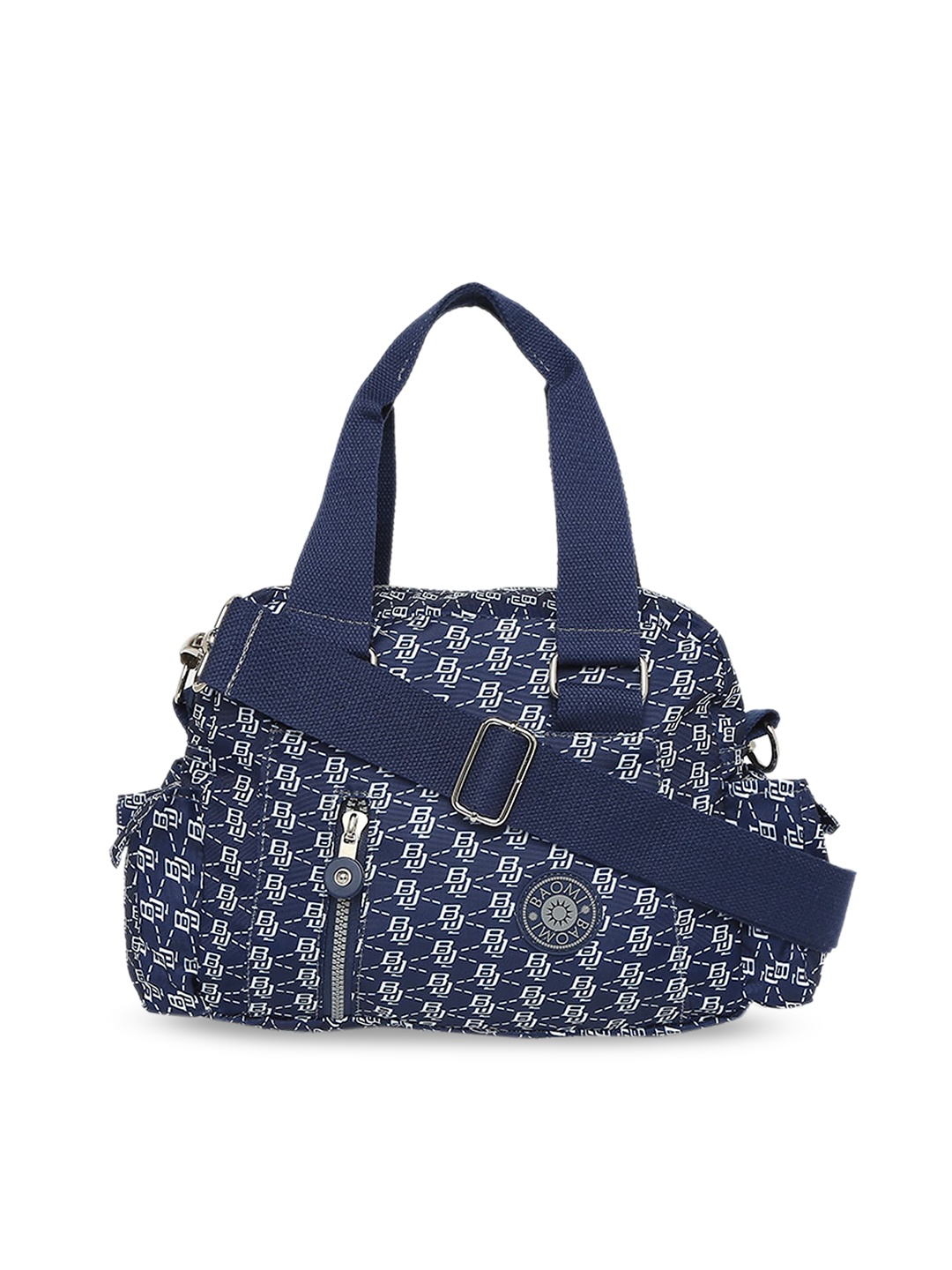 

BAOMI Blue Geometric Printed Structured Handheld Bag