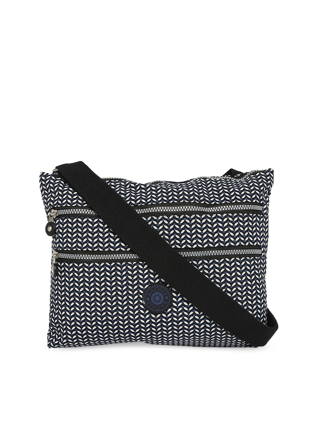 

BAOMI Black Geometric Printed Swagger Sling Bag