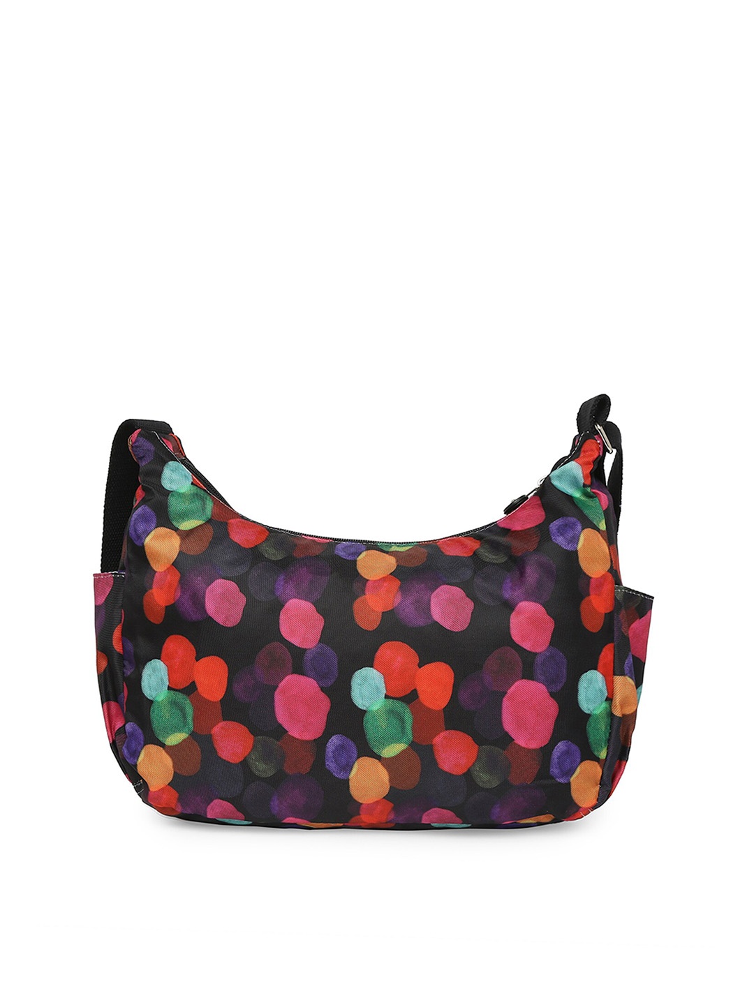 

BAOMI Black Geometric Printed Structured Sling Bag