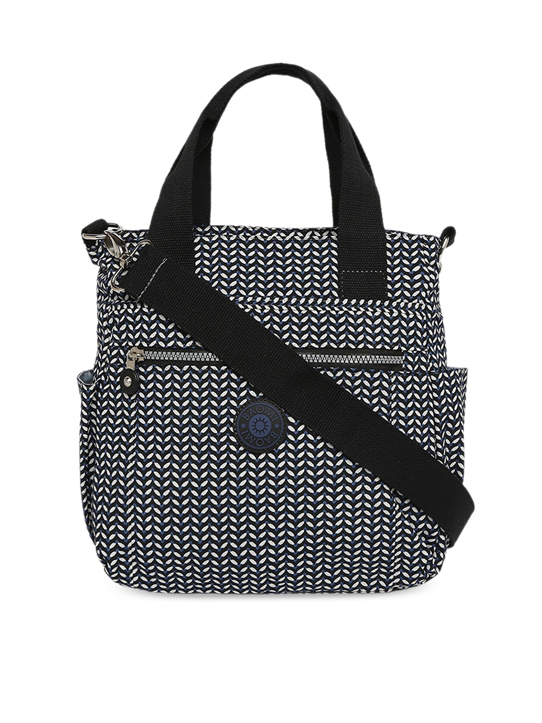 BAOMI Black Geometric Printed Shopper Tote Bag
