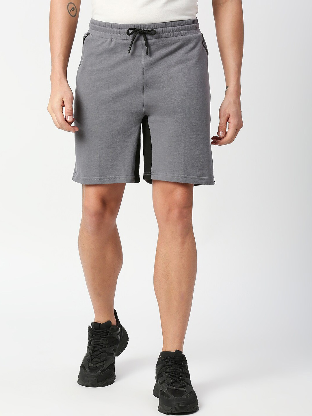 

FiTZ Men Grey Slim Fit Running Sports Shorts
