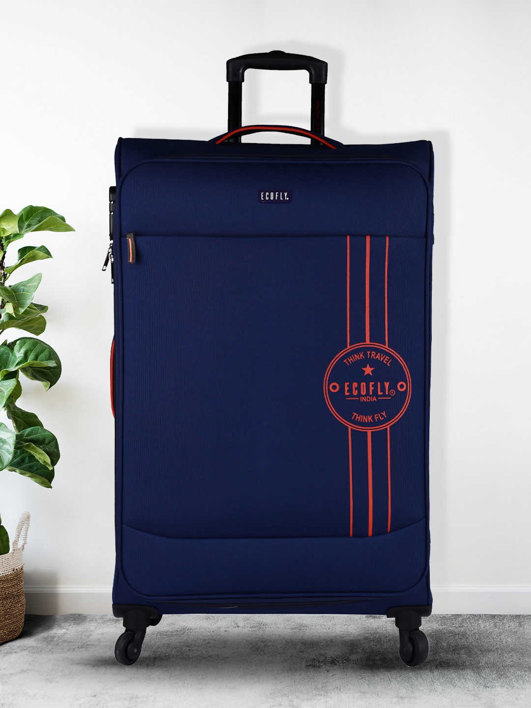 

Fly Unisex Navy Blue Printed Nylon Hard Luggage Trolley Bag
