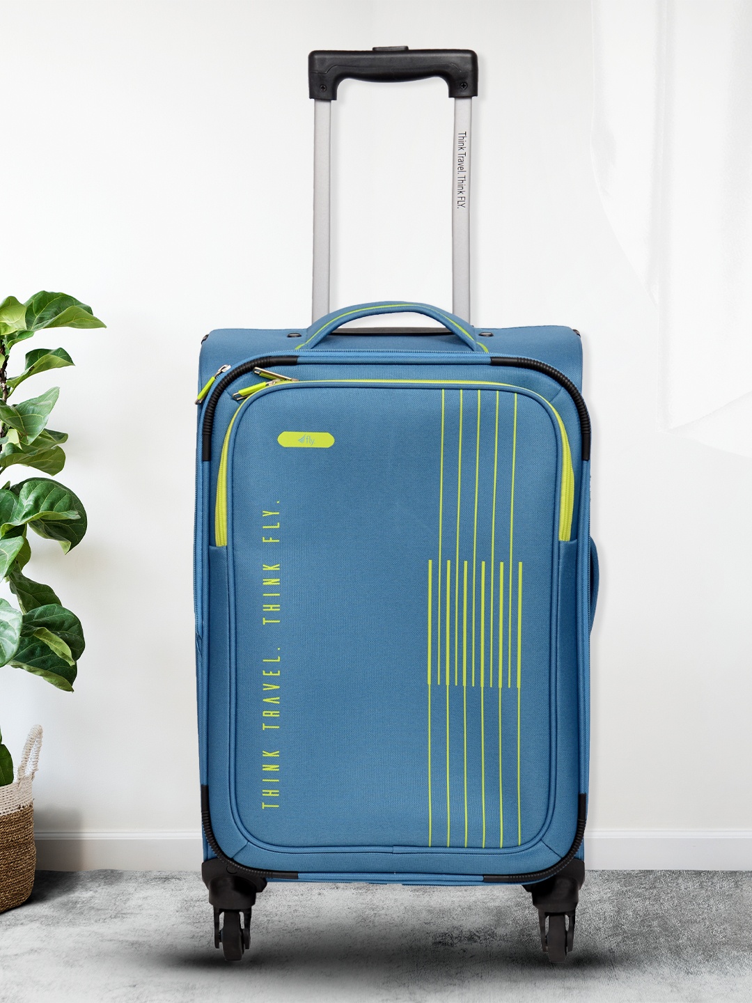 

fly Blue & Green Printed Soft-Case Large Trolley Bag