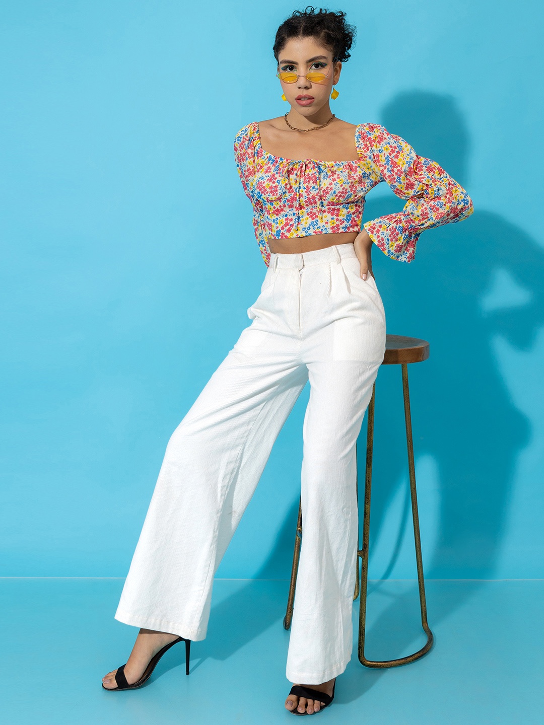

Stylecast X Hersheinbox Women Corduroy Pleated Trousers, White