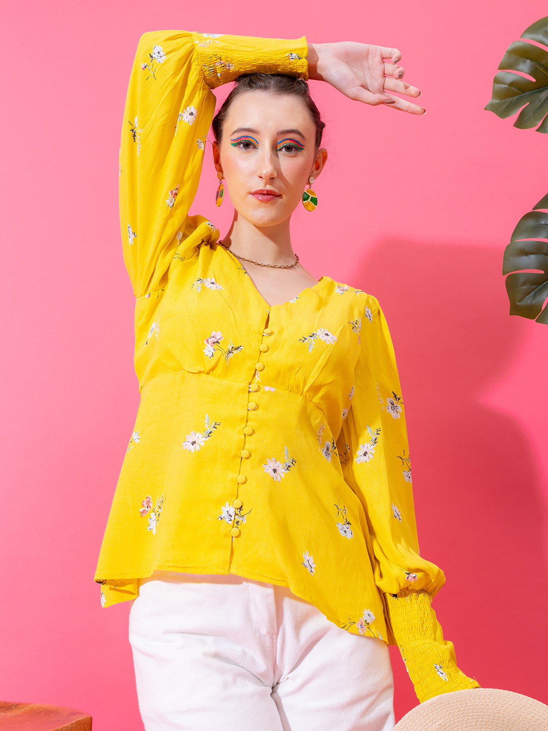 

Stylecast X Hersheinbox Floral Print A-Line Top, Yellow