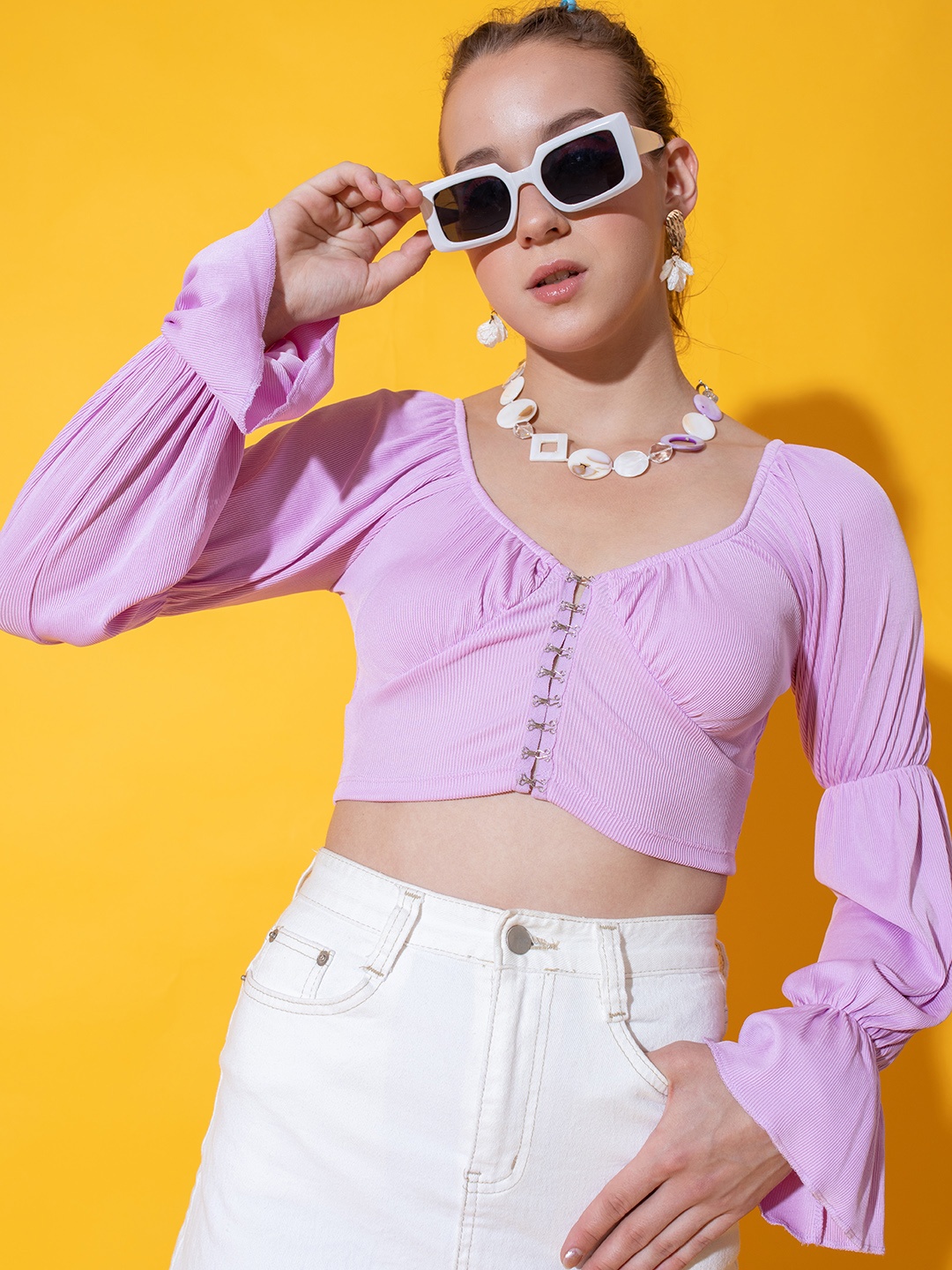 

Stylecast X Hersheinbox Fitted Crop Top, Lavender