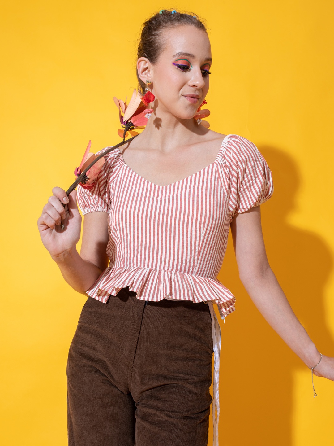 

Stylecast X Hersheinbox Striped Linen Peplum Top, Red