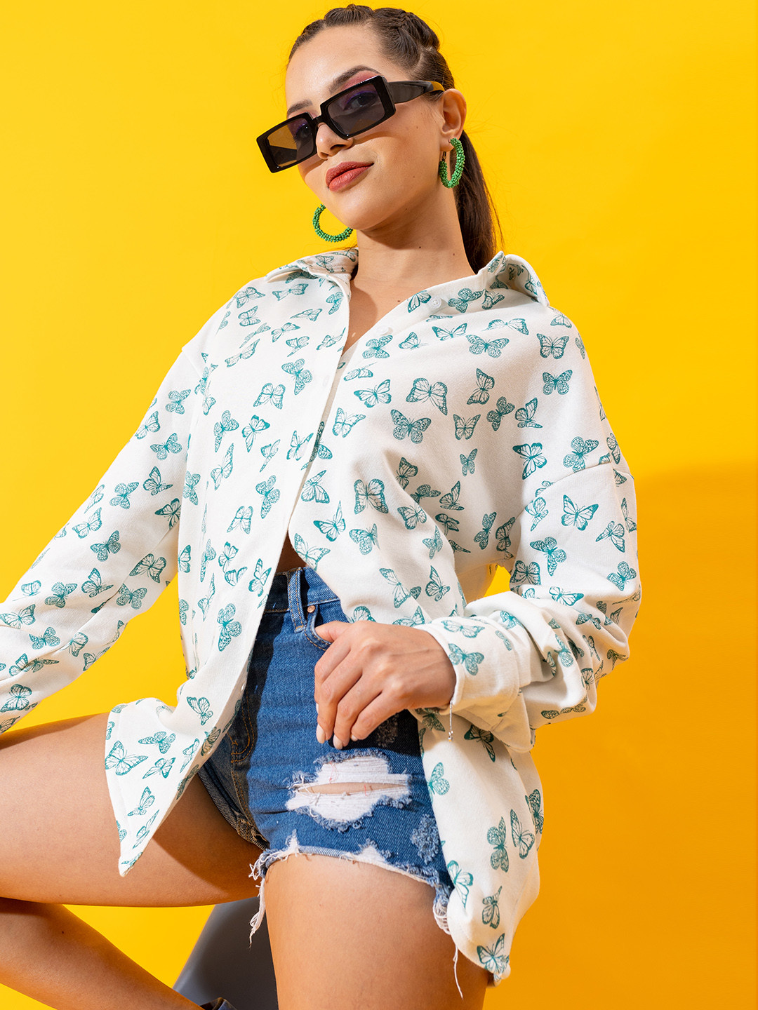 

Stylecast X Hersheinbox Women Pure Cotton Conversational Printed Casual Shirt, Off white