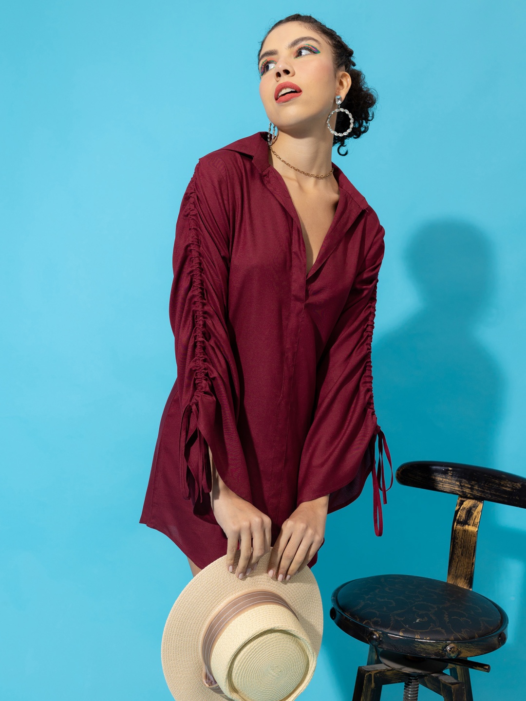 

Stylecast X Hersheinbox Ruched A-Line Dress, Maroon