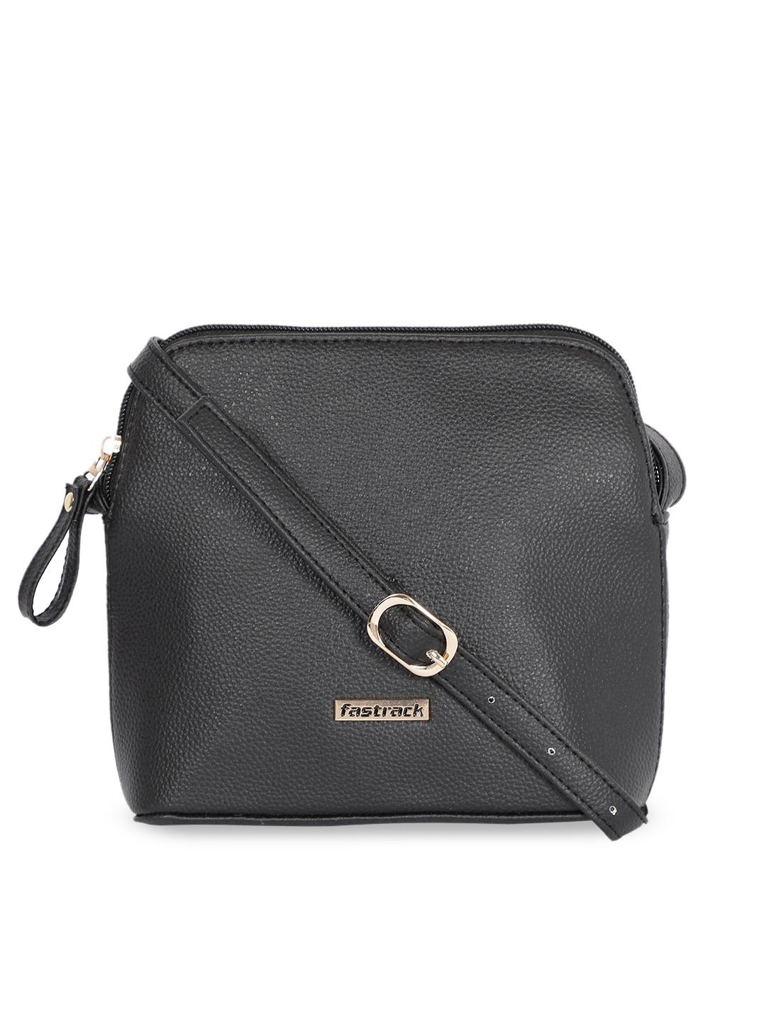 

Fastrack Women Textured Structured Sling Bag, Black