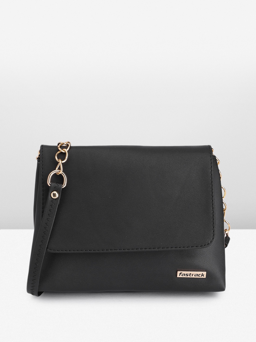 

Fastrack Black PU Structured Sling Bag
