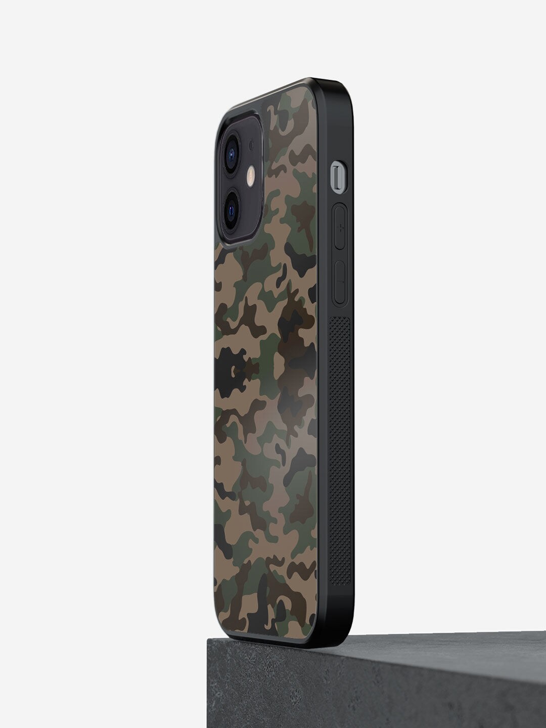

macmerise Green & Beige Military Camouflage Print Rubber iPhone 12 Mini Phone Back Case