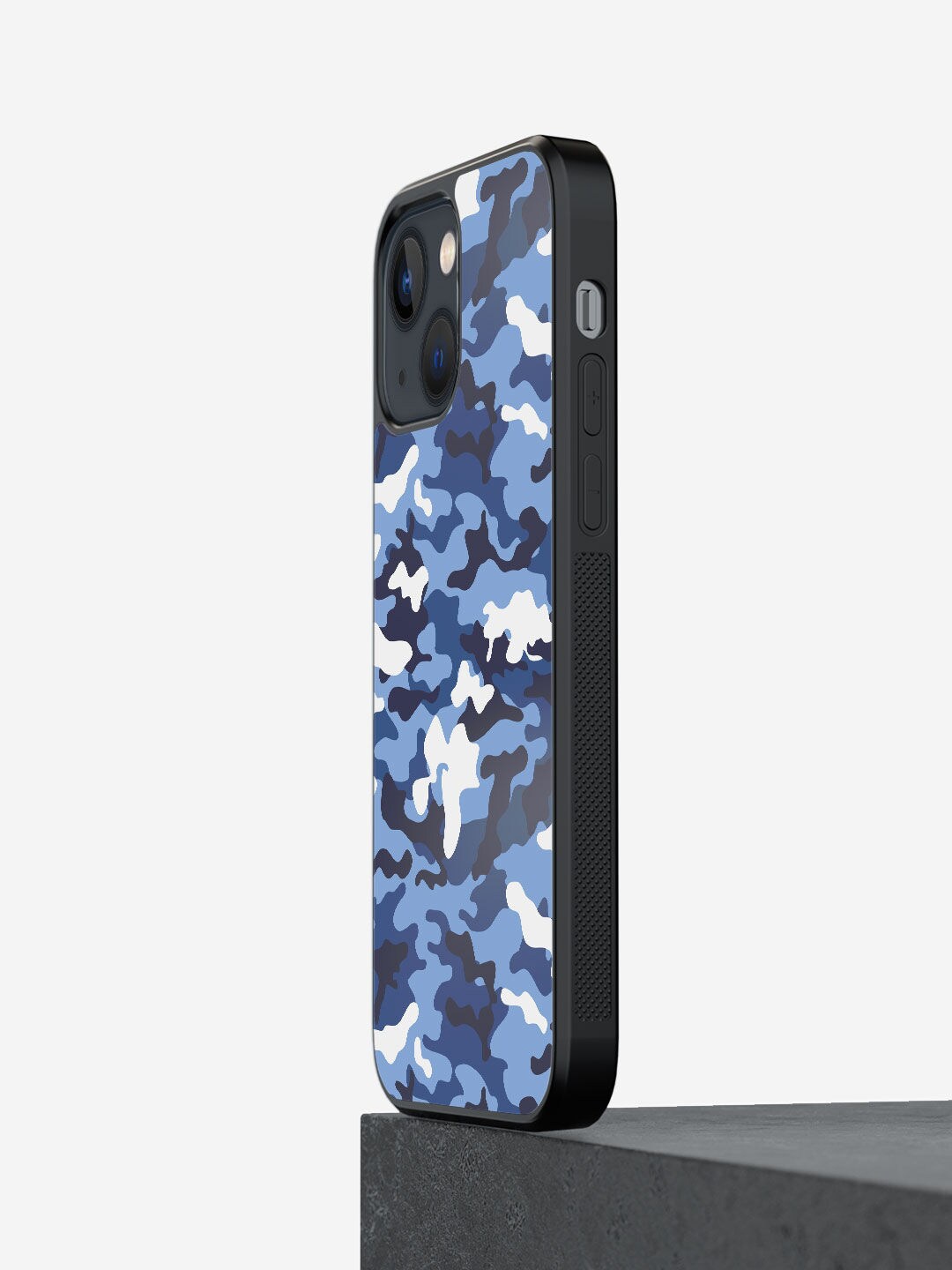 

macmerise Navy Blue & White Camo Design iPhone 13 Mini Bumper Phone Back Case
