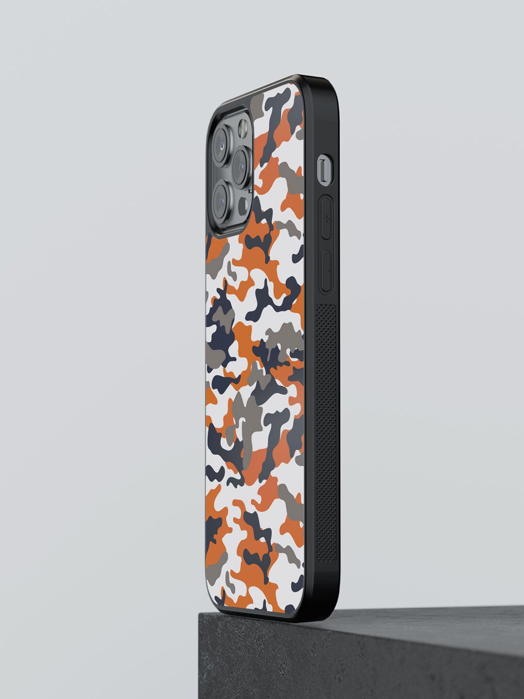 

macmerise White & Orange Printed iPhone 12 Pro Max Bumper Phone Back Case