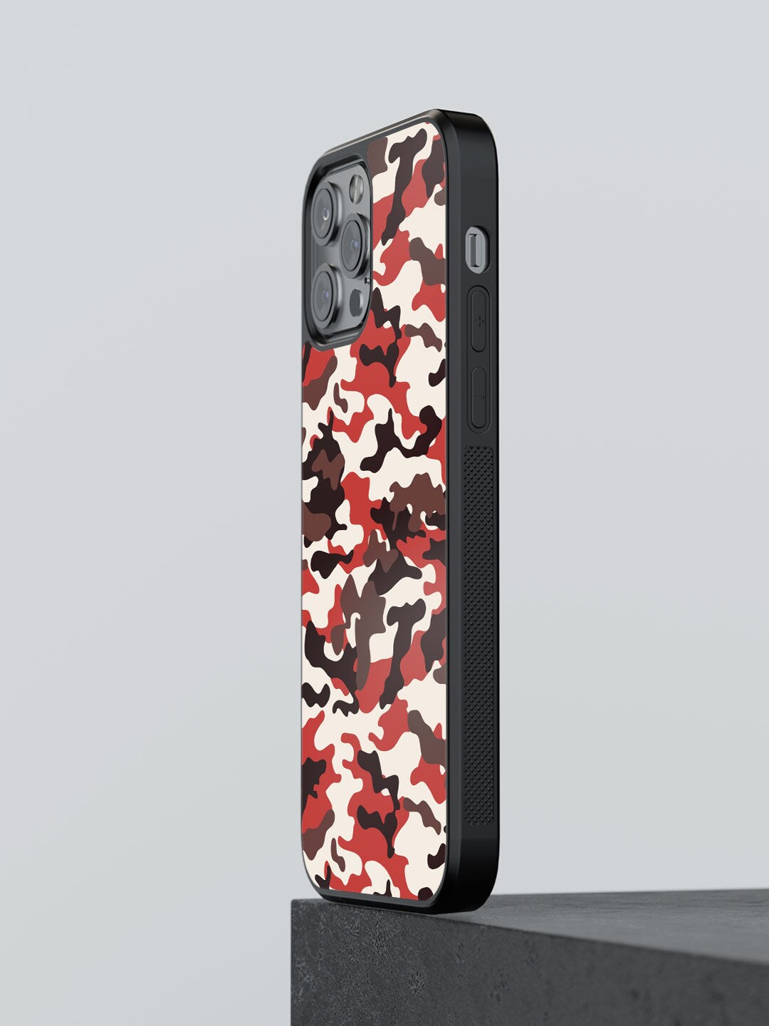 

macmerise Black & Red Camo Design iPhone 12 Pro Max Bumper Phone Back Case