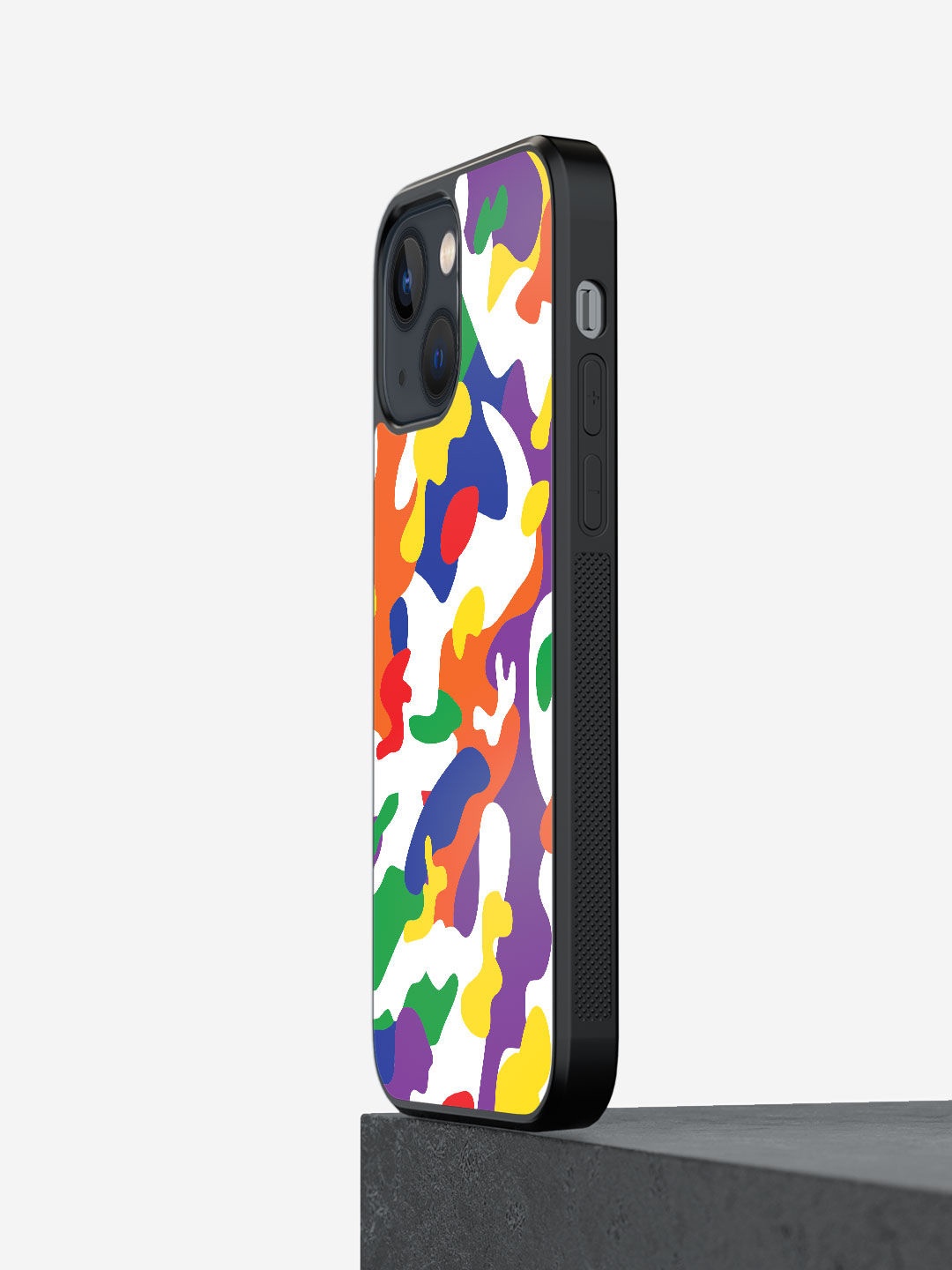 

macmerise White & Purple Camo Pride Design iPhone 13 Mini Bumper Phone Back Case
