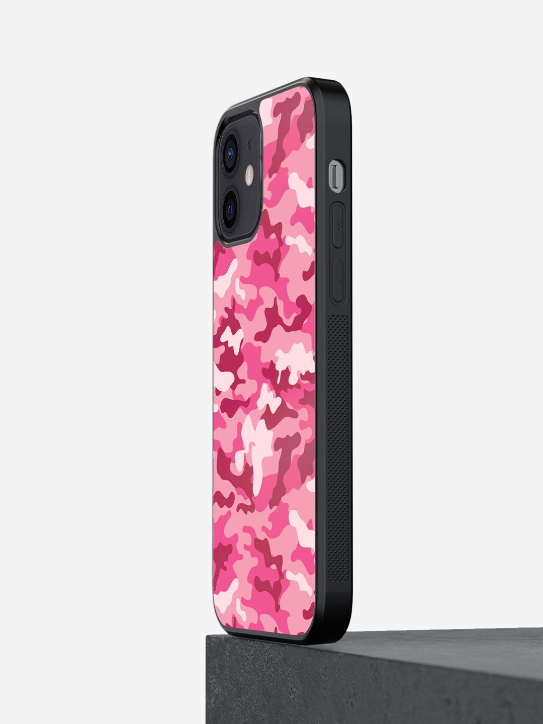 

macmerise Pink Camo Design iPhone 12 Bumper Phone Back Case