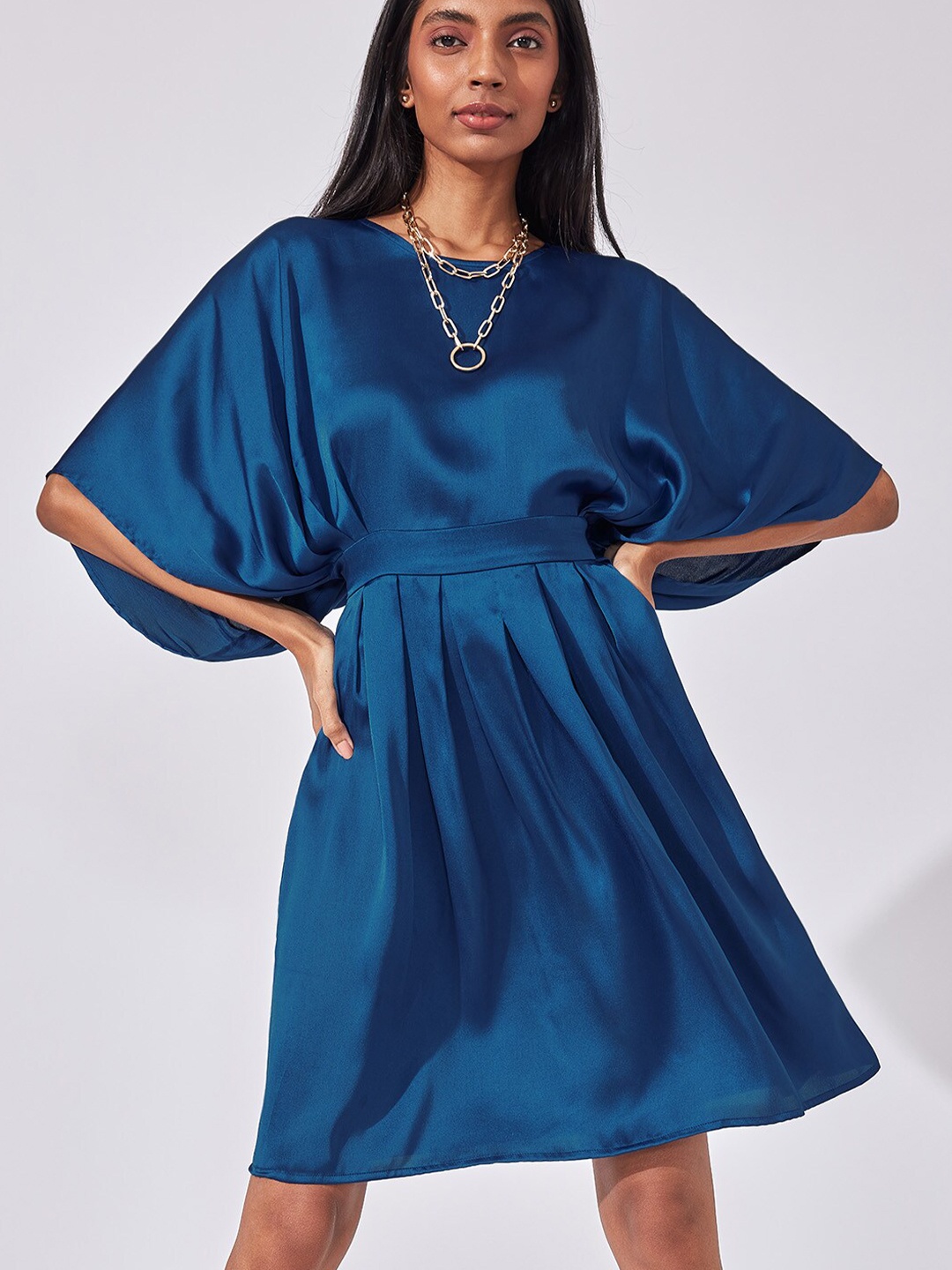 

The Label Life Women Navy Blue Pleated Dress