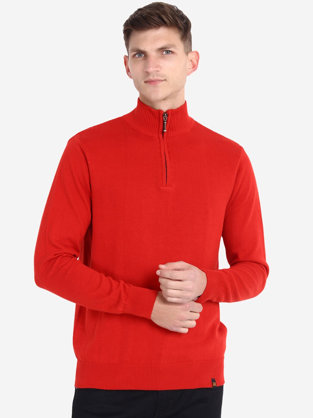 

JoE Hazel Men Red Solid Cotton Pullover