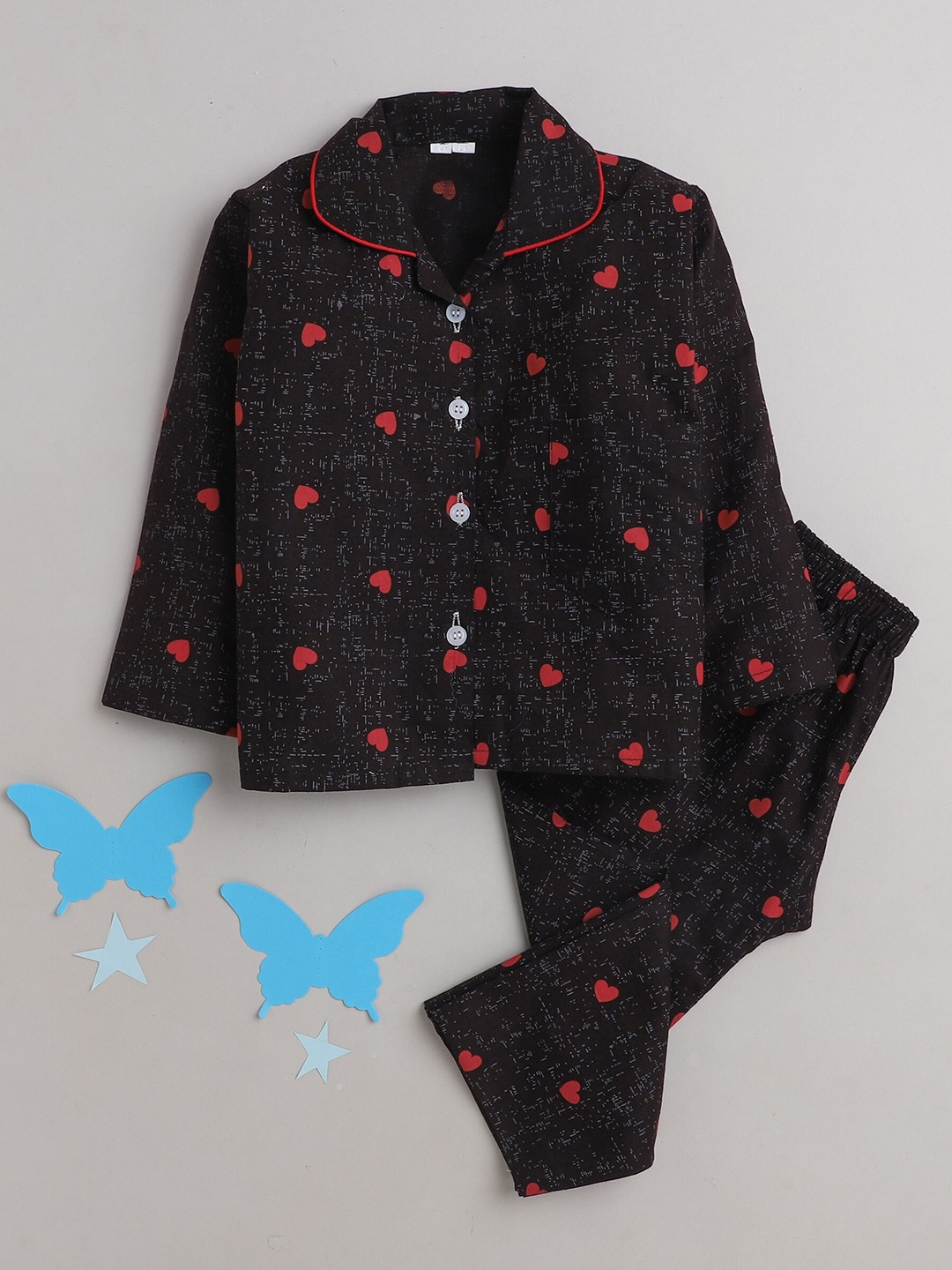 

The Magic Wand Unisex Kids Black & Red Printed Night suit