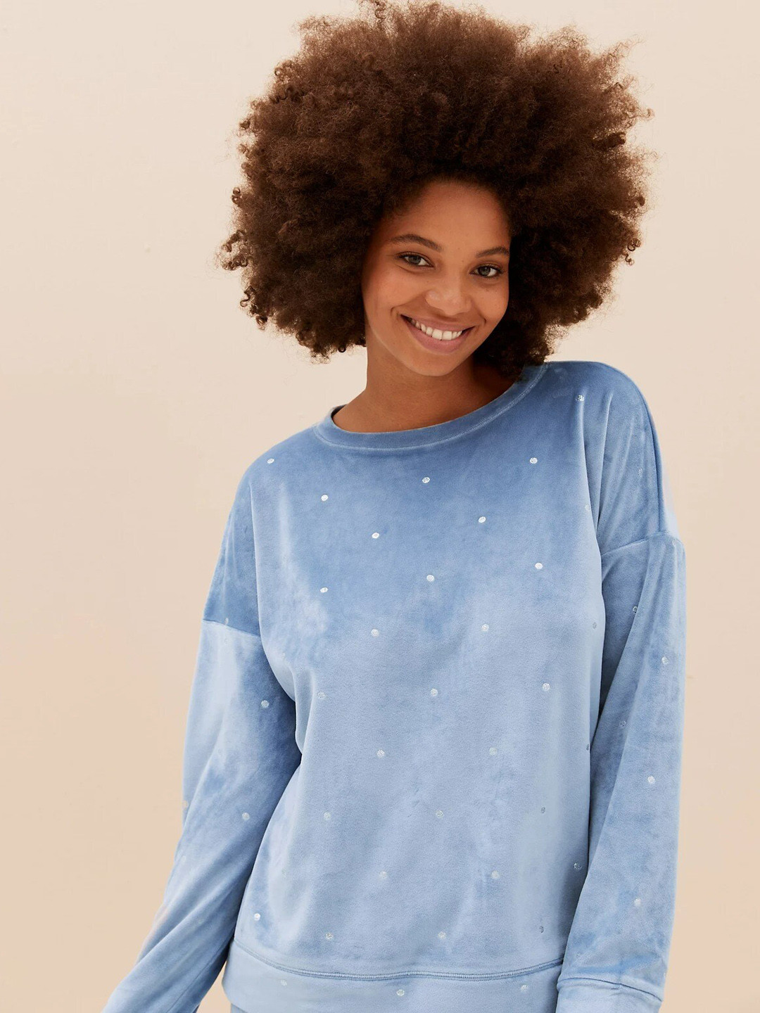 

Marks & Spencer Women Blue Printed Lounge T-shirts