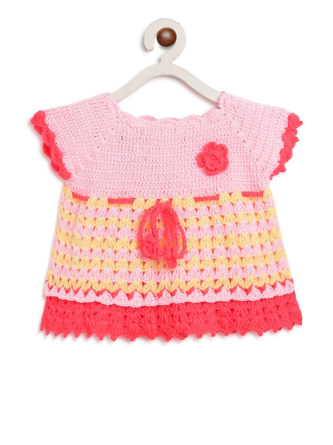 

CHUTPUT Pink & Red A-Line Pure Wool Dress