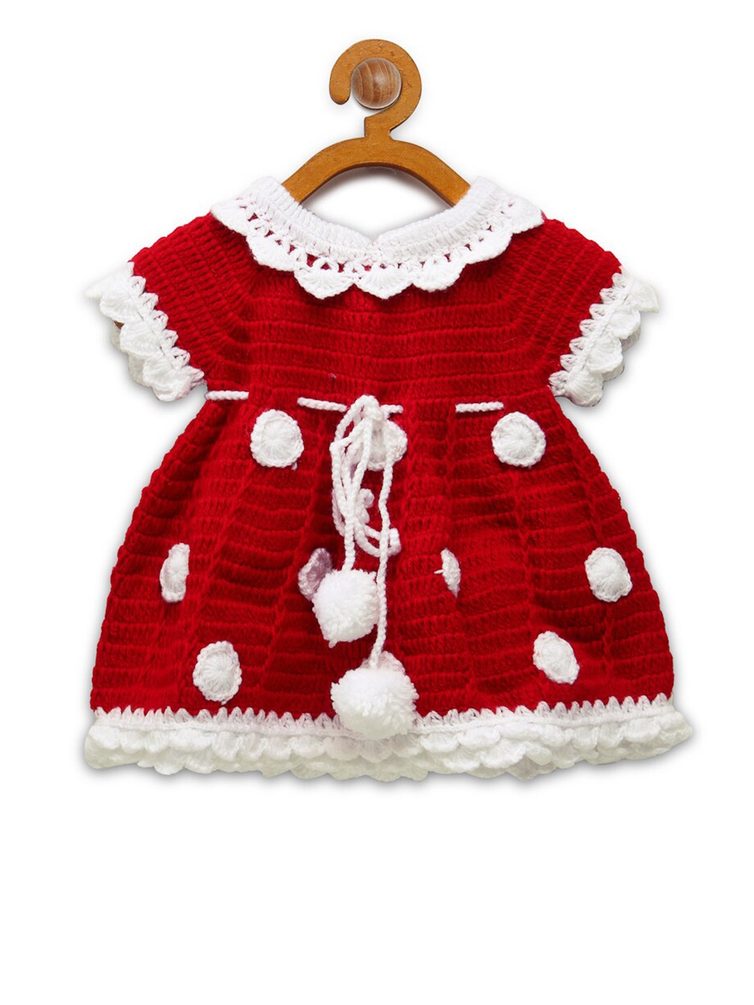 

CHUTPUT Red & White Knitted Pure Wool Dress