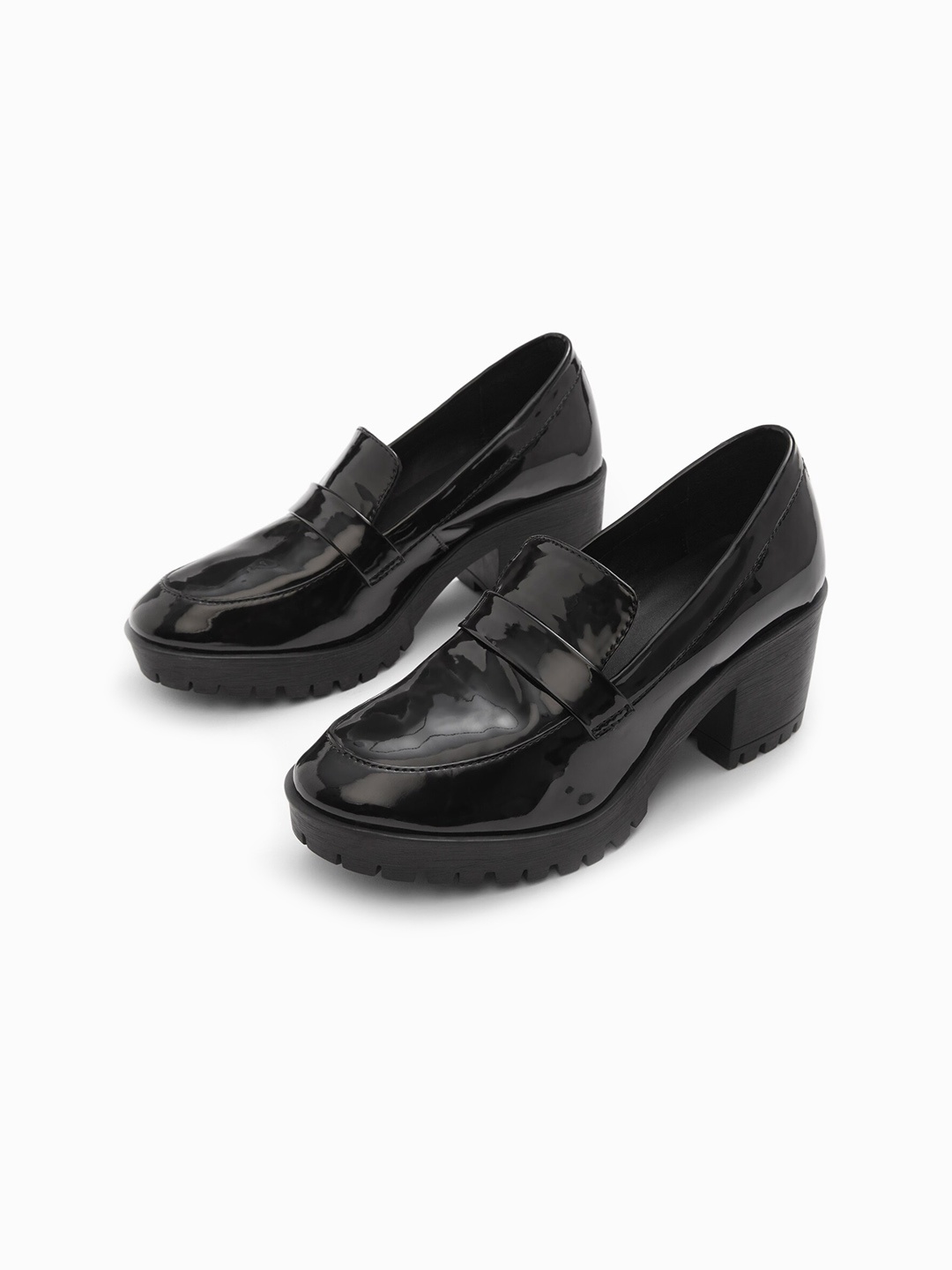 

The Label Life Women Black Solid Heeled Loafers